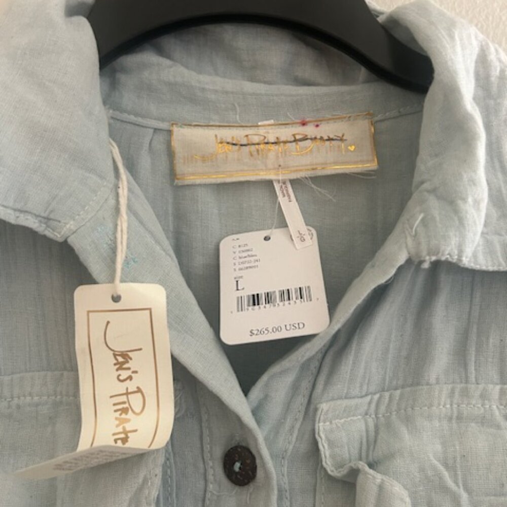Jen's Pirate Booty x Free People Light Sky Blue Satisfaction Romper NWT - Picture 4 of 16